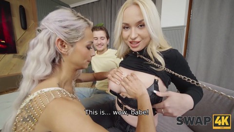 Ehefrauentausch mit Vera Jarw im Halsband und Veronica Leal, die mit Samen bedeckt ist Ehefrauentausch mit Vera Jarw im Halsband und Veronica Leal, die mit Samen bedeckt ist