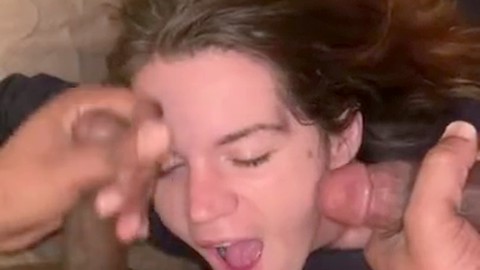 Die College-Neuling erhält multiple BBC-Gesichtsbehandlungen in einem wilden Dreier mit zwei College-Jungs! Die College-Neuling erhält multiple BBC-Gesichtsbehandlungen in einem wilden Dreier mit zwei College-Jungs!