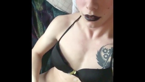 Emo femboy cums herself, cute emo femboy, amateur femboy trap