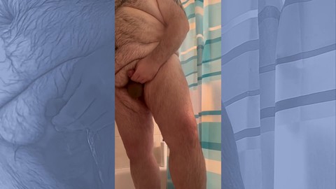 Bathroom, stroking cock, guy wanking