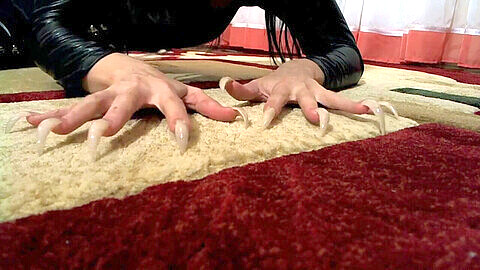 Long nails dildo, tickling challenge nails, long toes