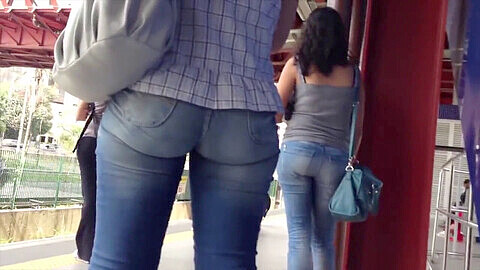 Tight jeans, tight gand, candid tight jeans ass
