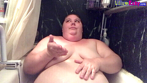 Tub, fatty belly, obese girl