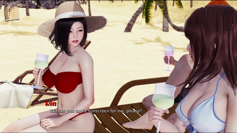 Hot brunette in an adult visual novel with a big ass and big boobs