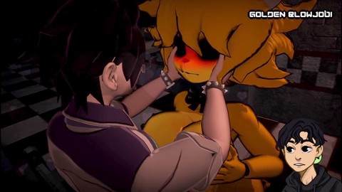 NSFW-Cartoon mit einer bustvollen Milf, die FNaF Foxy und Chica zeigt