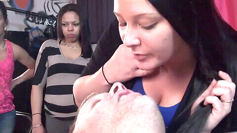 Intense femdom spitting action - Don't mess with her, buddy!
