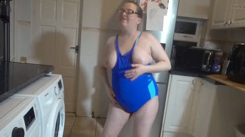 Tits big, hot dance, blue bikini